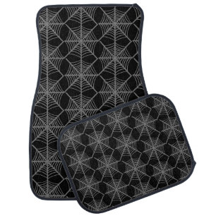 Black and White Halloween Spider Webs Car Floor Mat