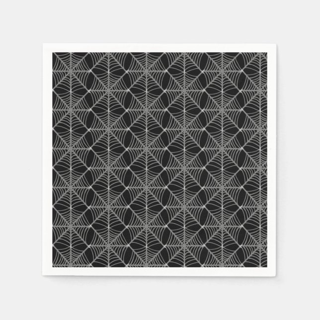 Black and White Halloween Spider Webs  Napkins (Front)