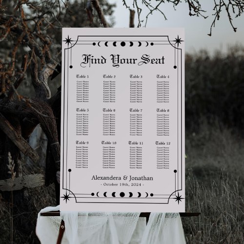 Black and White Halloween Wedding Seating Charts Foam Board