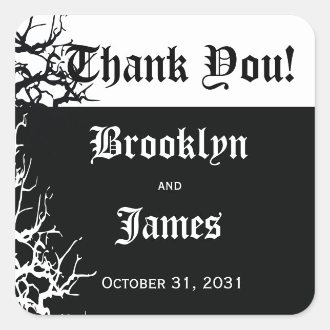 Black And White Halloween Wedding Stickers (Front)