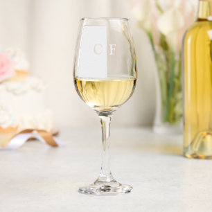 Black and white halves custom initials wine glass