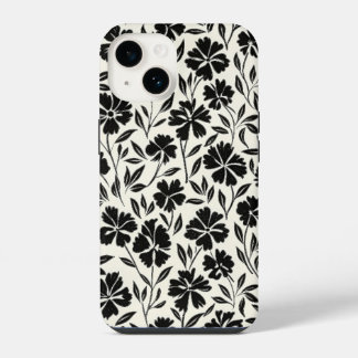 Black and White Hand Drawn Blooms iPhone 14 Case