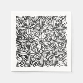 Black-and-White Hand-Drawn Doodle Napkins