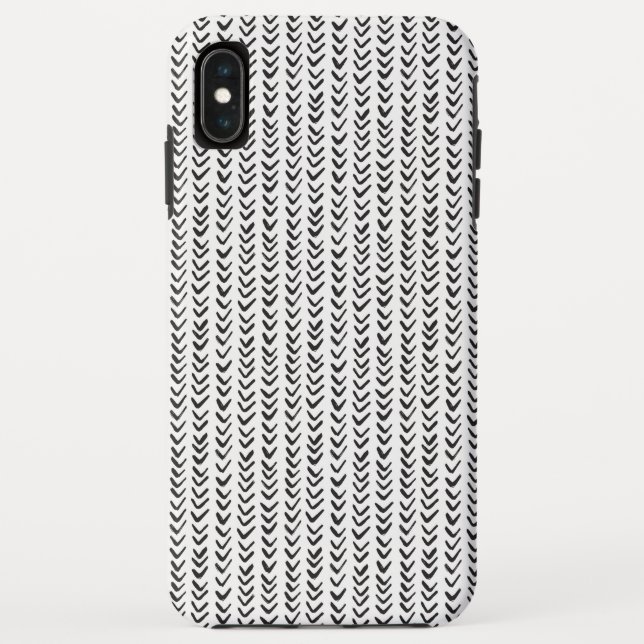 Black and White Hand Drawn Herringbone Case-Mate iPhone Case (Back)