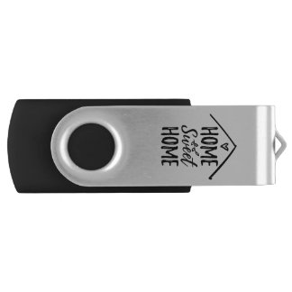 Black and White Hand drawn Home Sweet Home Quote Flash Drive