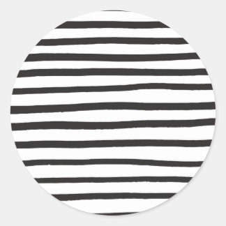 Black and white hand drawn marker stripes classic round sticker