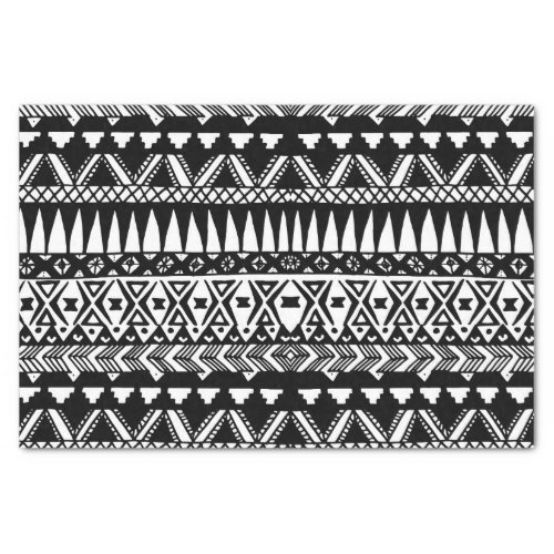 Black and White Hand Drawn Modern Tribal Aztec Tissue Paper