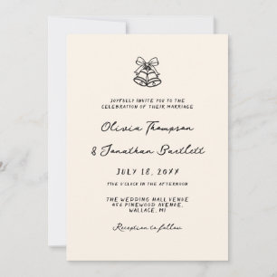 Black and White Hand Drawn Quirky Wedding  Invitation