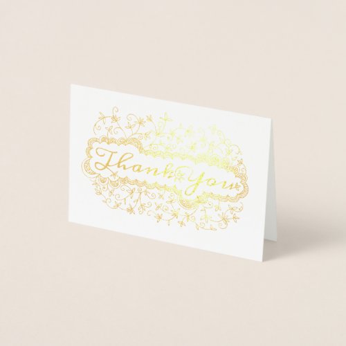Black and White Hand Drawn Thank You Foil Card