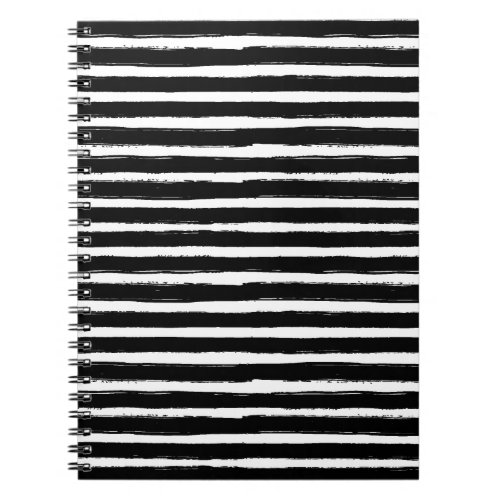 Black and white hand drawn watercolor stripes notebook