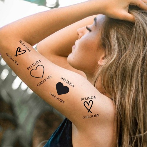 Black and White Hand Drawn Wedding Hearts