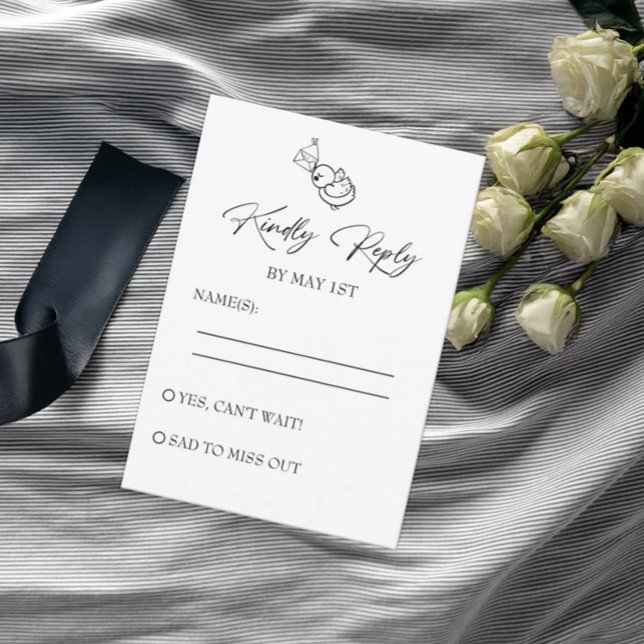 Black and White Hand Drawn Wedding RSVP Card (Creator Uploaded)