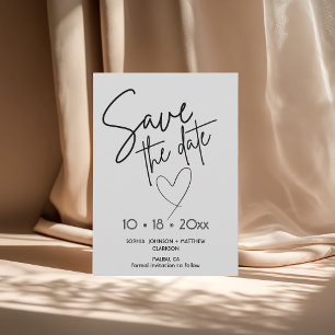 Black and White Hand Drawn Wedding Save The Date 