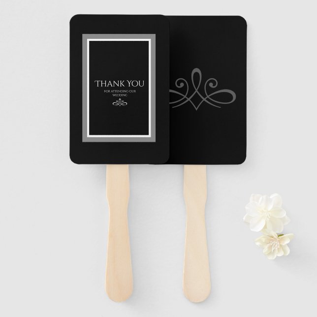 Black and white hand fan (Front and Back)