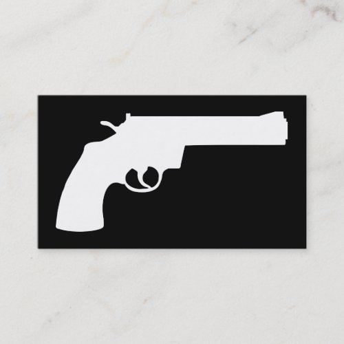 black and white hand gun business card