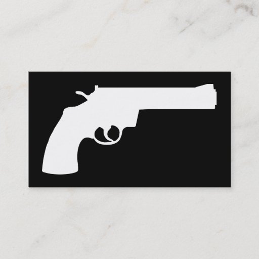 Customizable black and white hand gun business card