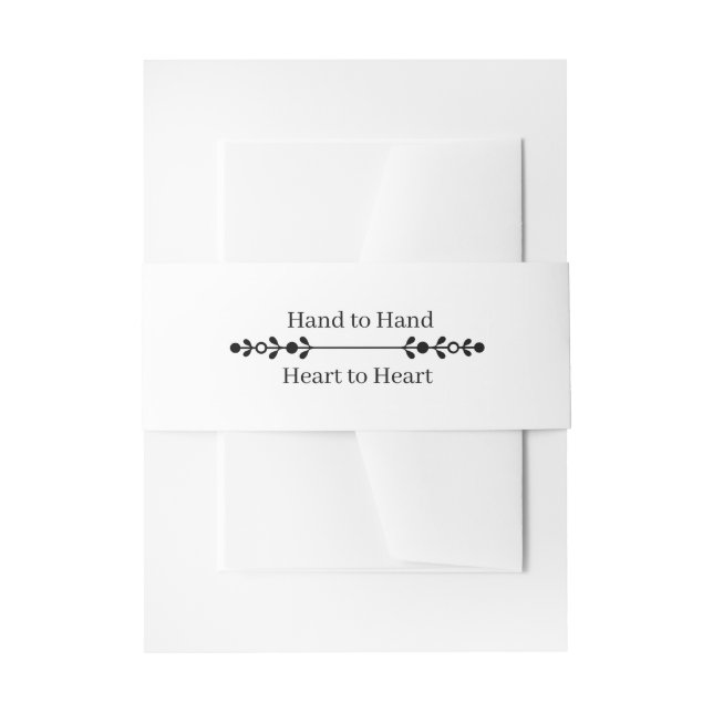 Black and White Hand to Hand Wedding Invitation Belly Band (Front Example)