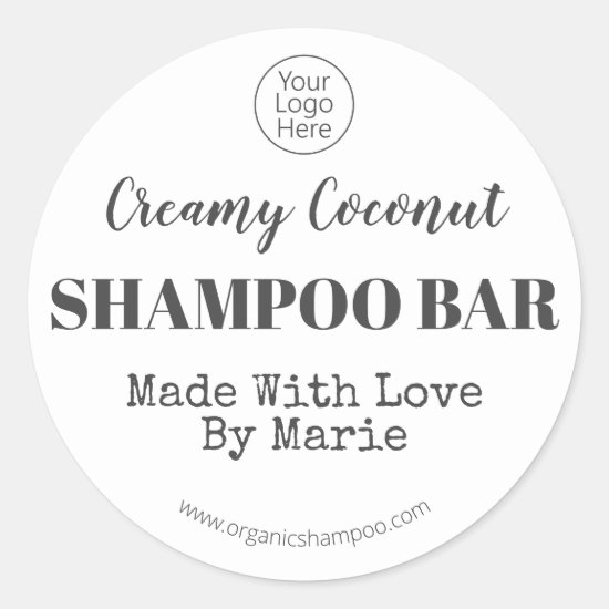 Black And White Handmade Coconut Shampoo Bar Logo Classic Round Sticker