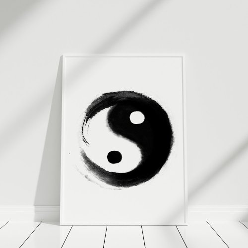 Black and White Handpainted Yin Yang Poster