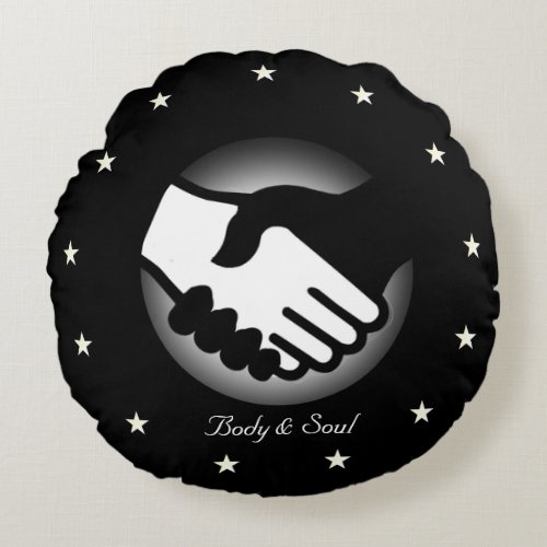 Black and White Hands Body  Soul with Stars Roun Round Pillow