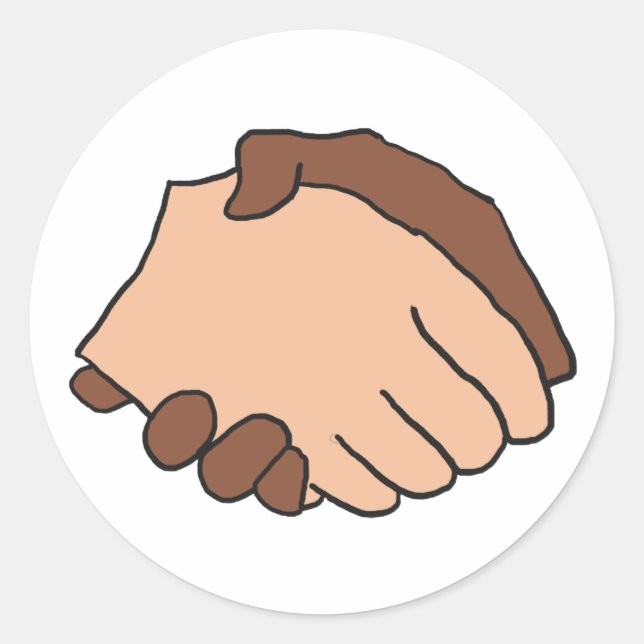 Black and White Handshake Anti-Racist Classic Round Sticker (Front)