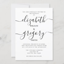 Black and White Handwritten Calligraphy Wedding Invitation