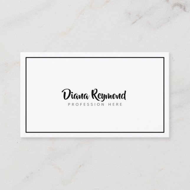 black and white handwritten font minimalist business card (Front)