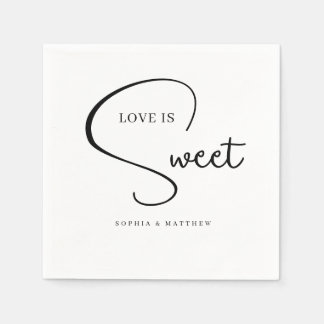 Black and White Handwritten Script Wedding Napkins