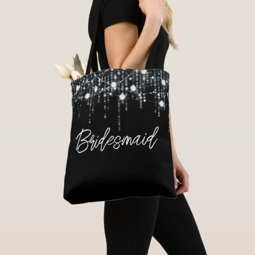 Black and White Hanging Lights Bridesmaid Tote Bag