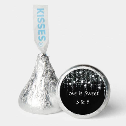 Black and White Hanging Lights Chocolate Wedding Hersheys Kisses