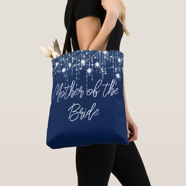 Black and White Hanging Lights Mother of the Bride Tote Bag (Close Up)
