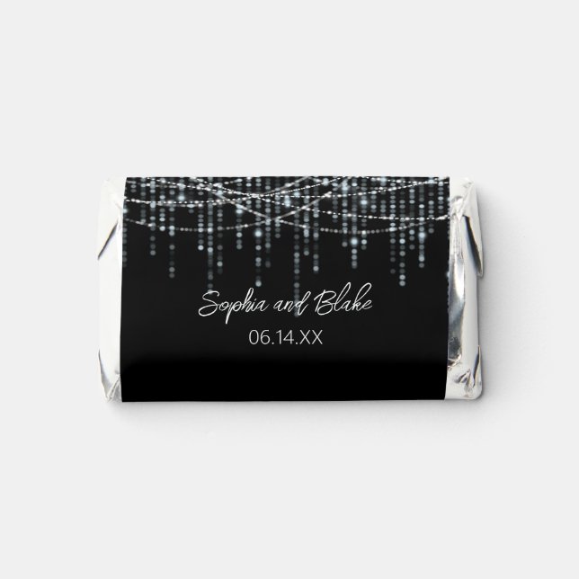 Black and White Hanging Lights Wedding Hershey's Miniatures (Front)