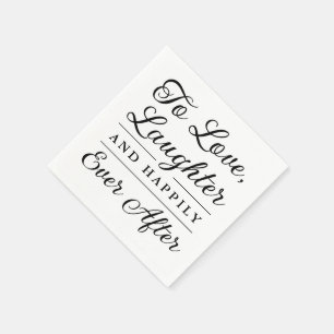 Black and White Happily Ever After Wedding Napkins
