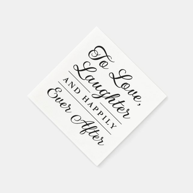 Black and White Happily Ever After Wedding Napkins (Corner)