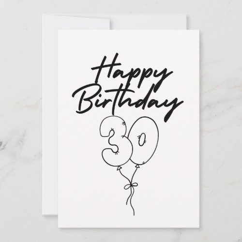 BLACK AND WHITE HAPPY BIRTHDAY CARD