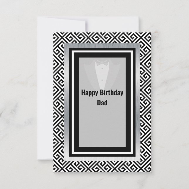 Black and white happy birthday day dad thank you c card (Front)