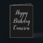 Black and White Happy Birthday to him  Holiday Car<br><div class="desc">Black and White Happy Birthday to him 
An amazing and simple design,  this birthday greeting card features a black background with white text. Great for a brother,  friend,  or lover; customize as you choose.
for him, black and white, typography, calligraphy, simple, modern, cool, boyfriend, friend, brother</div>