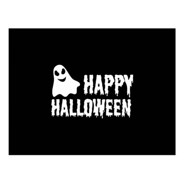 Black And White Happy Halloween Ghost Postcard