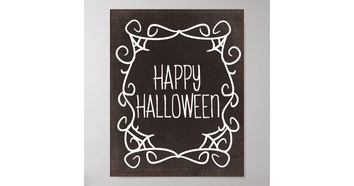 Black and White Happy Halloween Poster | Zazzle