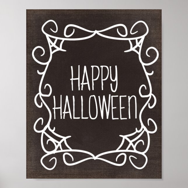 Black and White Happy Halloween Poster (Front)