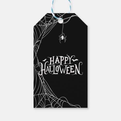 Black and White Happy Halloween Thank You Gift Tags
