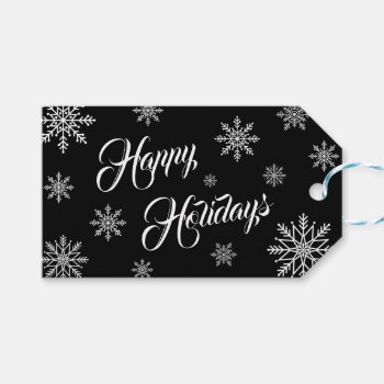 Black And White Happy Holidays Gift Tags by Letsrendevoo at Zazzle