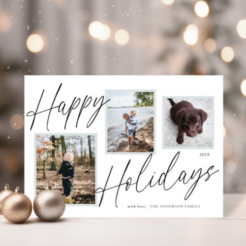 Black and White Happy Holidays Photo Holiday Card