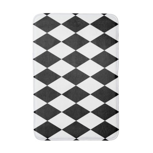 Black and White Harlequin Bath Mat Zazzle