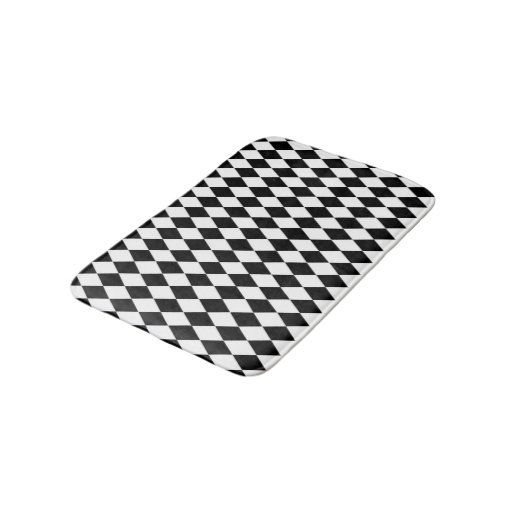 Black and White Harlequin Bath Mat Zazzle