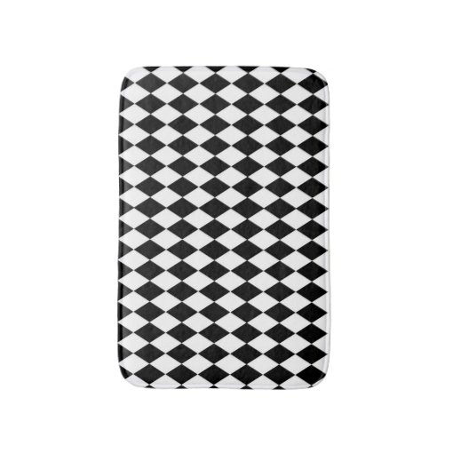 Black and White Harlequin Bath Mat Zazzle
