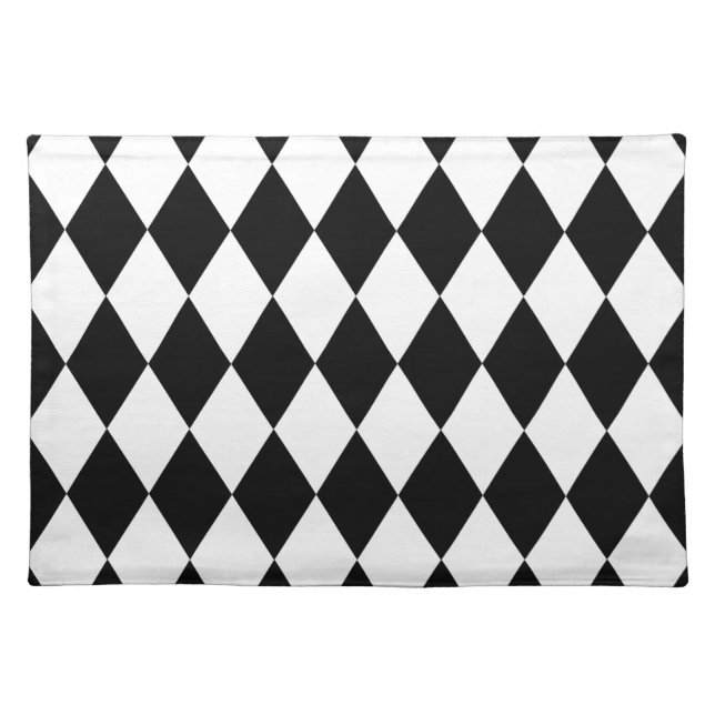 Black and White Harlequin Cloth Placemat (Front)