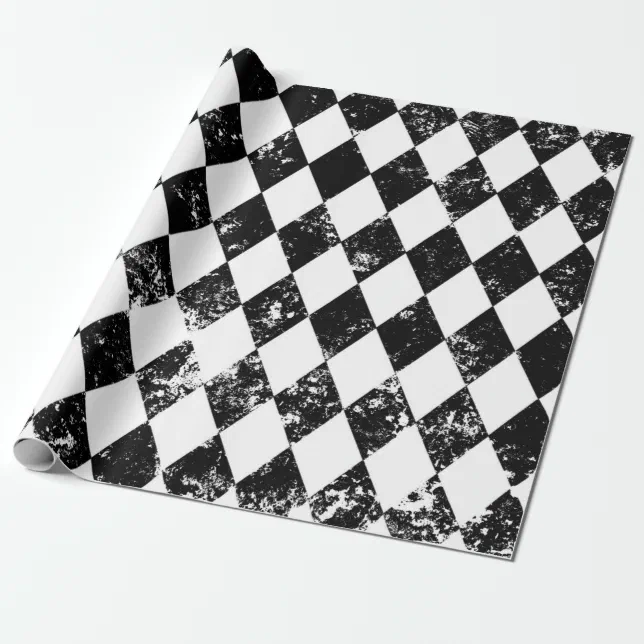 Black and White Harlequin Decoupage Poster Wrapping Paper | Zazzle