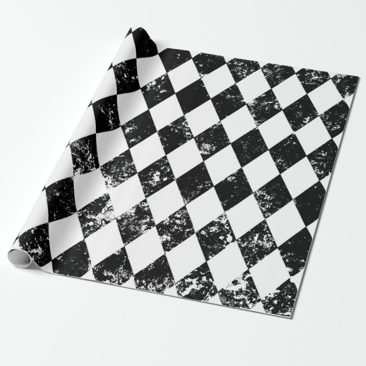 Black and White Harlequin Decoupage Poster Wrapping Paper | Zazzle