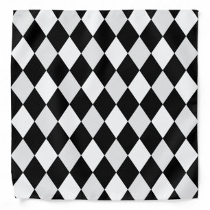 Black and White Harlequin Diamond Pattern Bandana